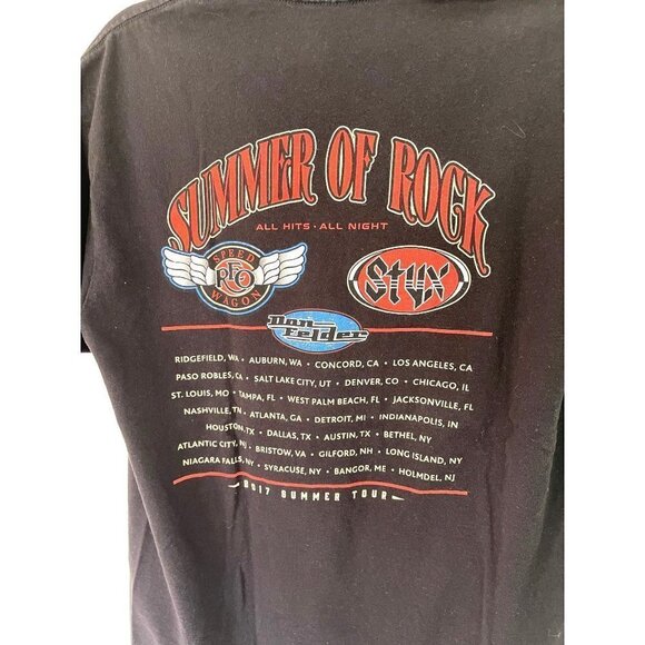 Summer Of Rock REO Styx Don Felder 2017 Concert Tour T-Shirt Short Sleeve Black - Picture 5 of 8
